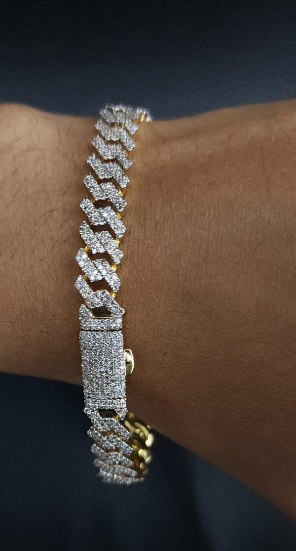 Iced Out Miami Cuban 8 mm Link Bracelet Made In 10 KT Gold Embellished With Shinny Moissanite Diamonds For Anniversary And Birthday Gift