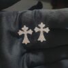 Beautiful Cross Earring Made in 10 / 14 KT Gold Embellished With Shinny Moissanite Diamonds For The Birthday Gift To Her