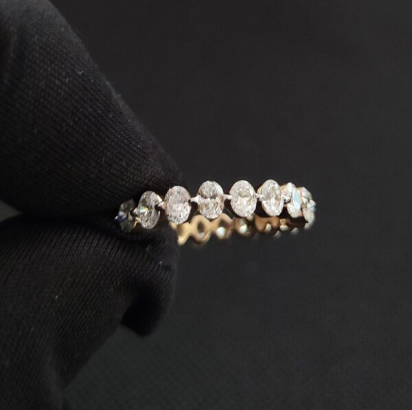 Oval Cut Diamond Full Eternity Ring Band Made in 14k Gold Studded with VVS F Colour Certified Lab Grown Diamond, Oval Cut Diamond
