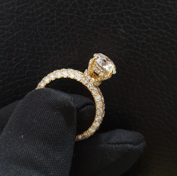 Round Solitaire Ring Made in 10 / 14 k Gold Studded with VVS Colorless Moissanite Diamond, Solitaire Diamond of 2 CT & total Weight 2.00 CT