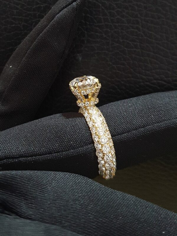 Round Solitaire Ring Made in 10 / 14 k Gold Studded with VVS Colorless Moissanite Diamond, Solitaire Diamond of 2 CT & total Weight 2.00 CT