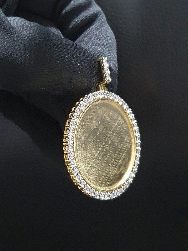 Photo Pendant With Illusion Setting in 14k Gold Studded with VS1 F Color Certified Lab Grown Diamond, No Extra Cost for Photo Print