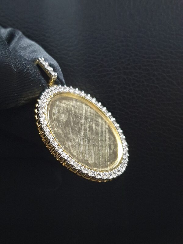 Photo Pendant With Illusion Setting in 14k Gold Studded with VS1 F Color Certified Lab Grown Diamond, No Extra Cost for Photo Print