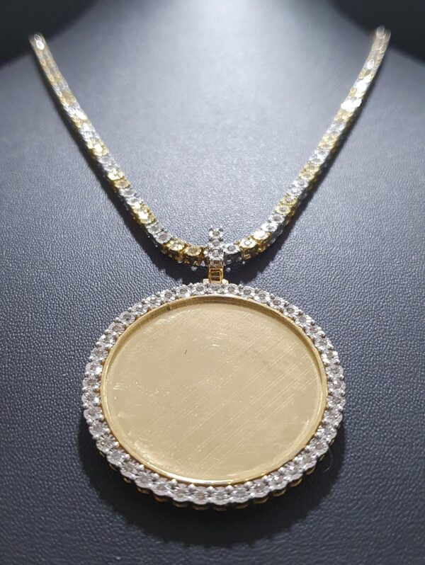 Photo Pendant With Illusion Setting in 14k Gold Studded with VS1 F Color Certified Lab Grown Diamond, No Extra Cost for Photo Print