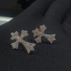 Beautiful Cross Earring Made in 10 / 14 KT Gold Embellished With Shinny Moissanite Diamonds For The Birthday Gift To Her