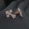 Beautiful Cross Earring Made in 10 / 14 KT Gold Embellished With Shinny Moissanite Diamonds For The Birthday Gift To Her