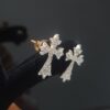 Beautiful Cross Earring Made in 10 / 14 KT Gold Embellished With Shinny Moissanite Diamonds For The Birthday Gift To Her