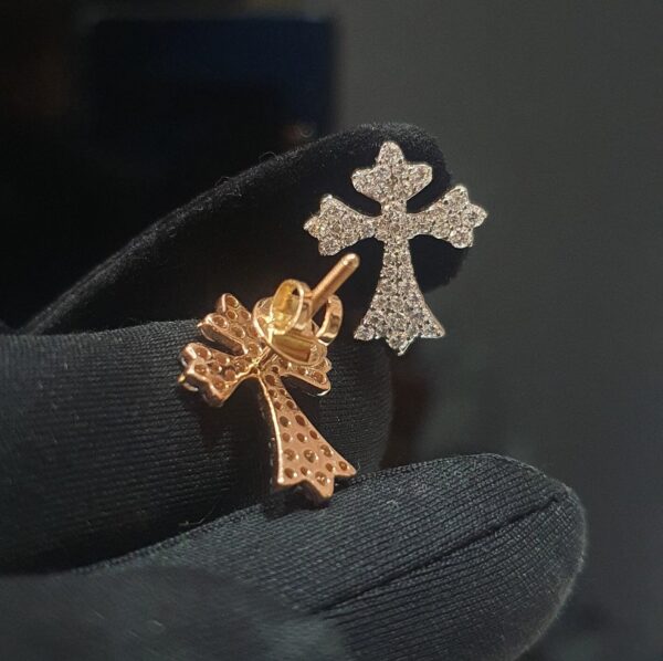 Beautiful Cross Earring Made in 10 / 14 KT Gold Embellished With Shinny Moissanite Diamonds For The Birthday Gift To Her