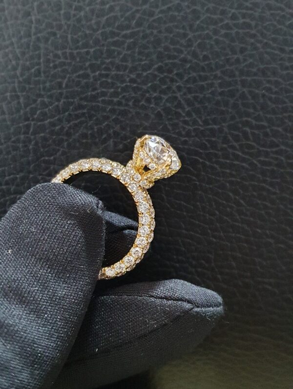 Round Solitaire Ring Made in 10 / 14 k Gold Studded with VVS Colorless Moissanite Diamond, Solitaire Diamond of 2 CT & total Weight 2.00 CT