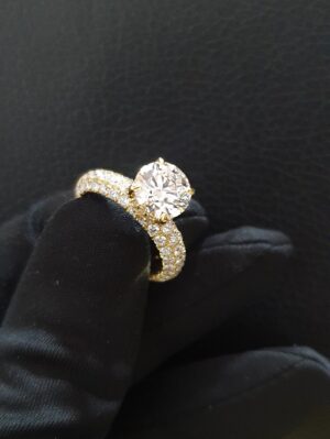 Round Solitaire Ring Made in 10 / 14 k Gold Studded with VVS Colorless Moissanite Diamond, Solitaire Diamond of 2 CT & total Weight 2.00 CT