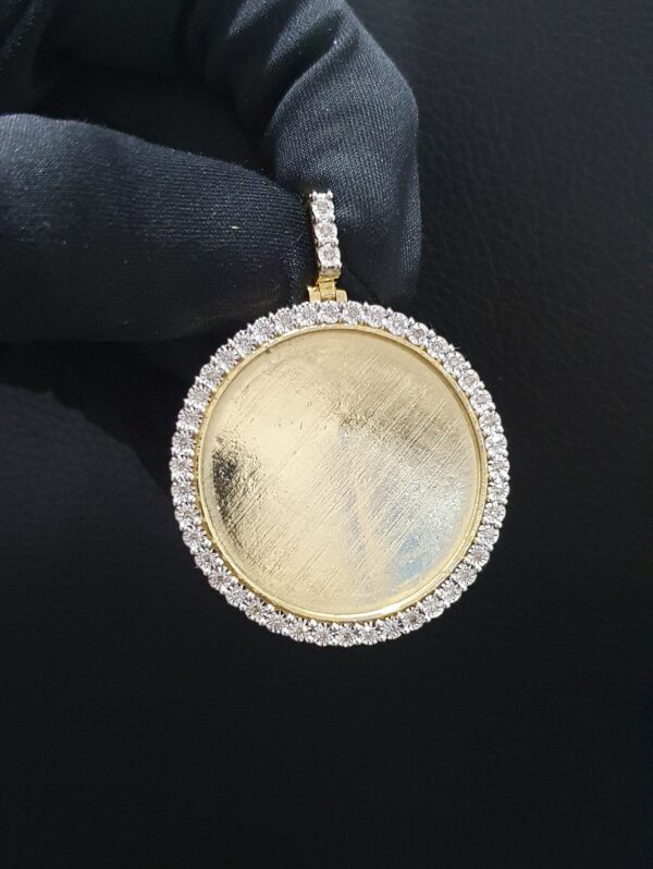 Photo Pendant With Illusion Setting in 14k Gold Studded with VS1 F Color Certified Lab Grown Diamond, No Extra Cost for Photo Print