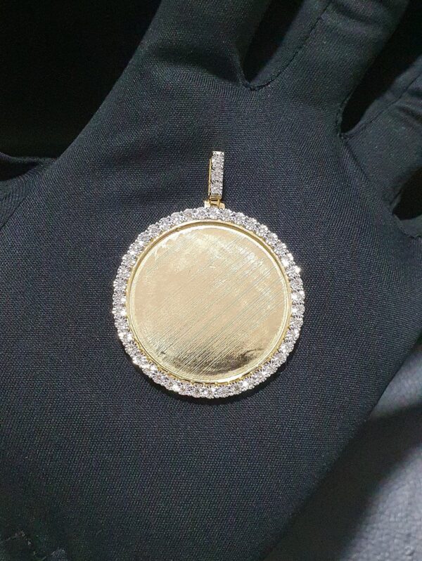 Photo Pendant With Illusion Setting in 14k Gold Studded with VS1 F Color Certified Lab Grown Diamond, No Extra Cost for Photo Print