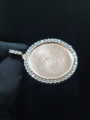 Photo Pendant With Illusion Setting in 14k Gold Studded with VS1 F Color Certified Lab Grown Diamond, No Extra Cost for Photo Print