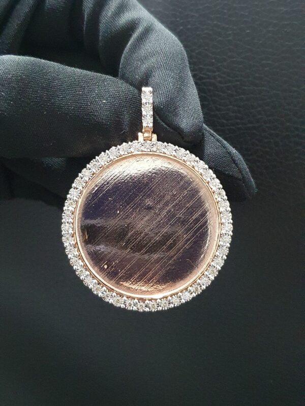 Photo Pendant With Illusion Setting in 14k Gold Studded with VS1 F Color Certified Lab Grown Diamond, No Extra Cost for Photo Print