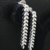 Iced Out Long Leaf Earring Made In 18 / 14 / 10 KT Gold Embellished With Shinny Moissanite Diamond For Birthday And Anniversary Gift For Her