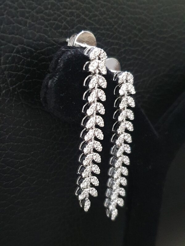 Iced Out Long Leaf Earring Made In 18 / 14 / 10 KT Gold Embellished With Shinny Moissanite Diamond For Birthday And Anniversary Gift For Her