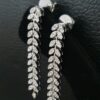 Iced Out Long Leaf Earring Made In 18 / 14 / 10 KT Gold Embellished With Shinny Moissanite Diamond For Birthday And Anniversary Gift For Her