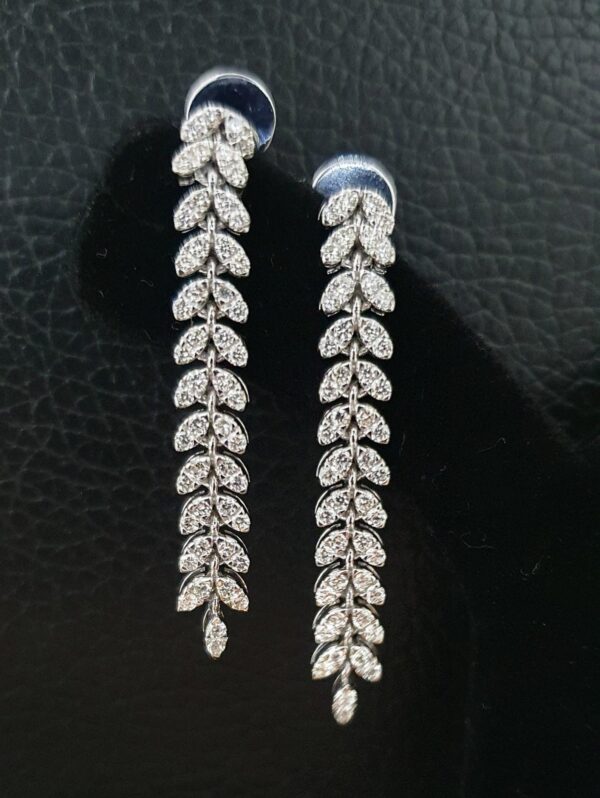 Iced Out Long Leaf Earring Made In 18 / 14 / 10 KT Gold Embellished With Shinny Moissanite Diamond For Birthday And Anniversary Gift For Her