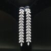 Iced Out Long Leaf Earring Made In 18 / 14 / 10 KT Gold Embellished With Shinny Moissanite Diamond For Birthday And Anniversary Gift For Her
