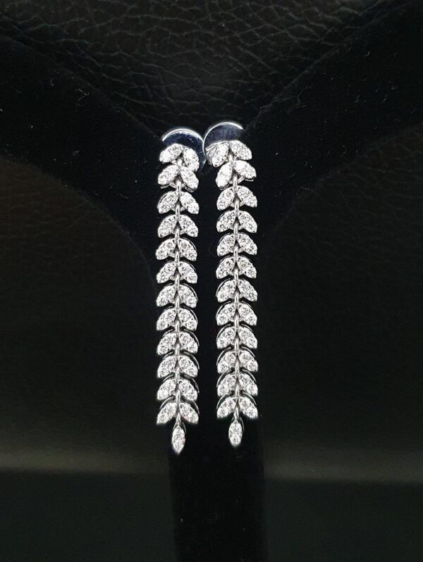 Iced Out Long Leaf Earring Made In 18 / 14 / 10 KT Gold Embellished With Shinny Moissanite Diamond For Birthday And Anniversary Gift For Her