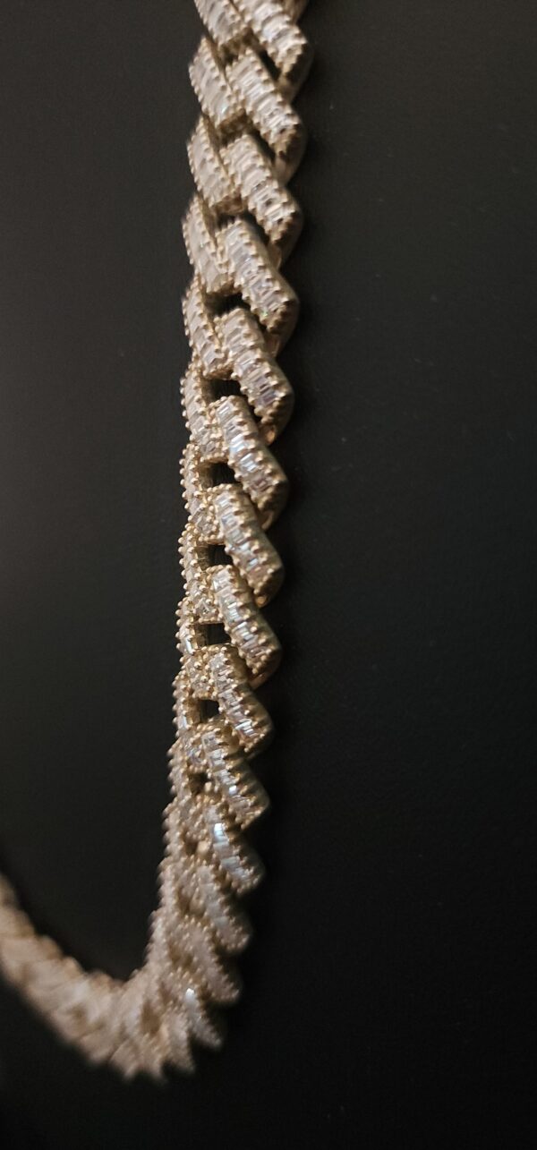 Iced Out 12 mm Miami Cuban Baguette Chain Made In 10 KT Gold & 925 Sterling Silver Embellished With Shinny Moissanite Diamonds For The Gift