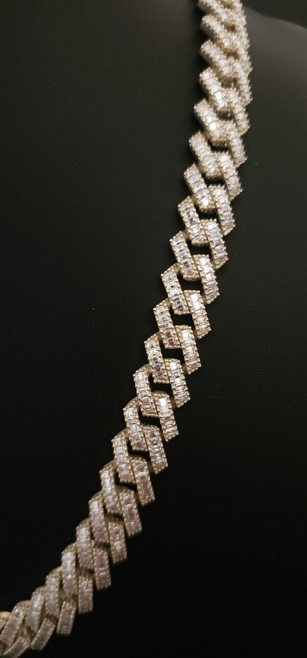 Iced Out 12 mm Miami Cuban Baguette Chain Made In 10 KT Gold & 925 Sterling Silver Embellished With Shinny Moissanite Diamonds For The Gift