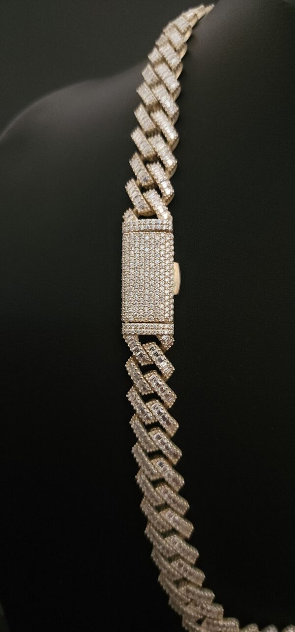 Iced Out 12 mm Miami Cuban Baguette Chain Made In 10 KT Gold & 925 Sterling Silver Embellished With Shinny Moissanite Diamonds For The Gift