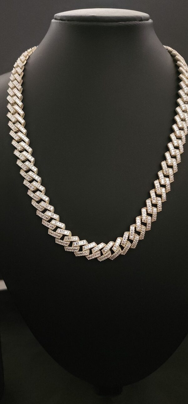 Iced Out 12 mm Miami Cuban Baguette Chain Made In 10 KT Gold & 925 Sterling Silver Embellished With Shinny Moissanite Diamonds For The Gift