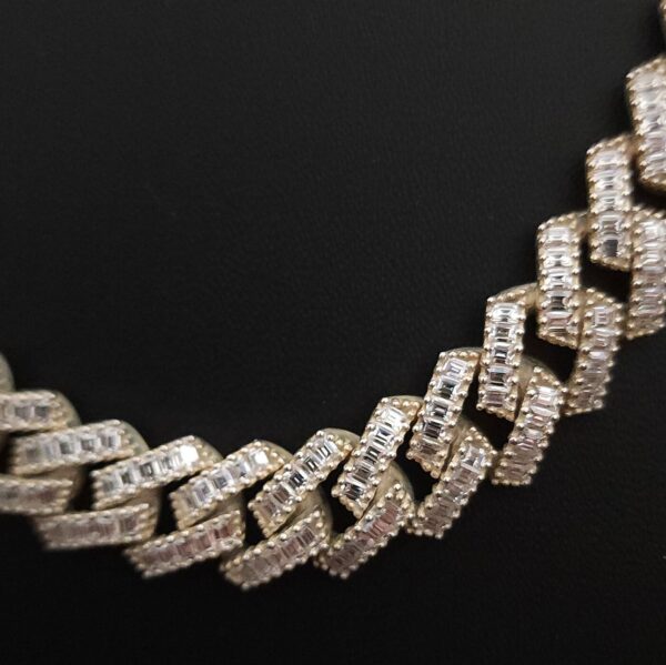 Iced Out 12 mm Miami Cuban Baguette Chain Made In 10 KT Gold & 925 Sterling Silver Embellished With Shinny Moissanite Diamonds For The Gift