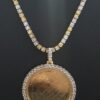 Iced Out Photo Pendant With Illusion Setting Made in 14 KT Gold & 10 KT Gold Embellished With Shinny Moissanite Stone For The Memorial Gift