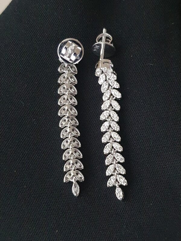 Iced Out Long Leaf Earring Made In 18 / 14 / 10 KT Gold Embellished With Shinny Moissanite Diamond For Birthday And Anniversary Gift For Her