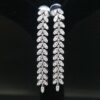 Iced Out Long Leaf Earring Made In 18 / 14 / 10 KT Gold Embellished With Shinny Moissanite Diamond For Birthday And Anniversary Gift For Her