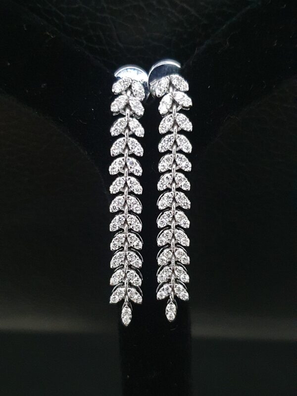 Iced Out Long Leaf Earring Made In 18 / 14 / 10 KT Gold Embellished With Shinny Moissanite Diamond For Birthday And Anniversary Gift For Her