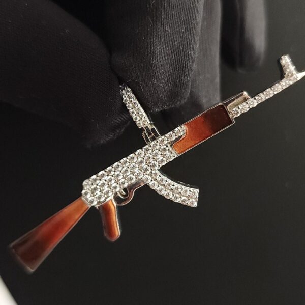 Iced Out Gun Pendant Made in 18 / 14 / 10 KT Gold Embellished With Shinny Moissanite Diamonds For The Birthday Gift , Unisex Pendant
