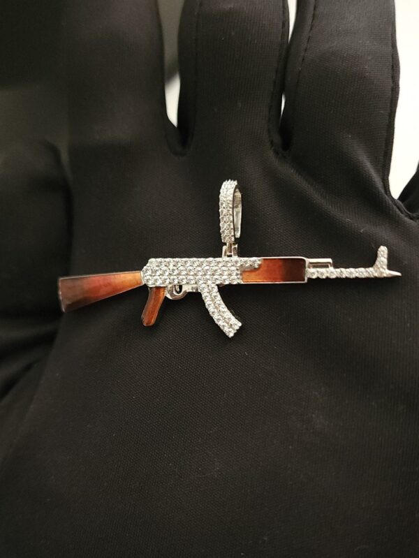 Iced Out Gun Pendant Made in 18 / 14 / 10 KT Gold Embellished With Shinny Moissanite Diamonds For The Birthday Gift , Unisex Pendant