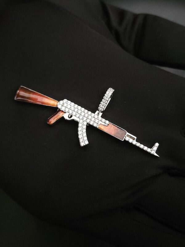 Iced Out Gun Pendant Made in 18 / 14 / 10 KT Gold Embellished With Shinny Moissanite Diamonds For The Birthday Gift , Unisex Pendant