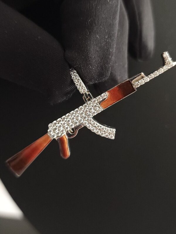 Iced Out Gun Pendant Made in 18 / 14 / 10 KT Gold Embellished With Shinny Moissanite Diamonds For The Birthday Gift , Unisex Pendant