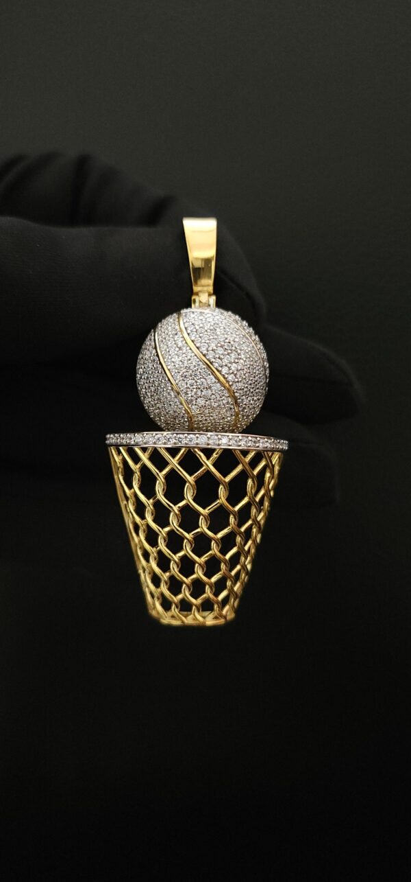 Ice Cream Cup Style Pendant Made in 10k Gold Studded with VVS Colorless Moissanite Stone, Designer Trendy and Light Pendant, Kawaii Jewelry
