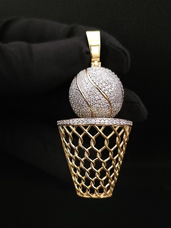 Ice Cream Cup Style Pendant Made in 10k Gold Studded with VVS Colorless Moissanite Stone, Designer Trendy and Light Pendant, Kawaii Jewelry