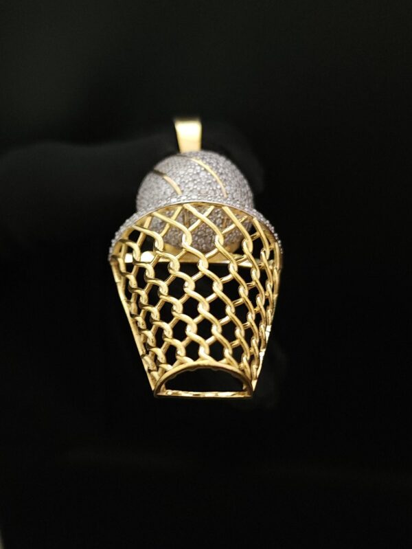 Ice Cream Cup Style Pendant Made in 10k Gold Studded with VVS Colorless Moissanite Stone, Designer Trendy and Light Pendant, Kawaii Jewelry