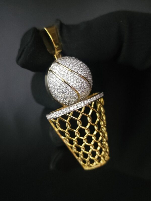 Ice Cream Cup Style Pendant Made in 10k Gold Studded with VVS Colorless Moissanite Stone, Designer Trendy and Light Pendant, Kawaii Jewelry