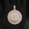 2" Round Rotating Pendant With Any Letters & Number Made in 925 Sterling Silver Studded with Colorless Moissainite Stone, Customized pendant