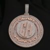2" Round Rotating Pendant With Any Letters & Number Made in 925 Sterling Silver Studded with Colorless Moissainite Stone, Customized pendant