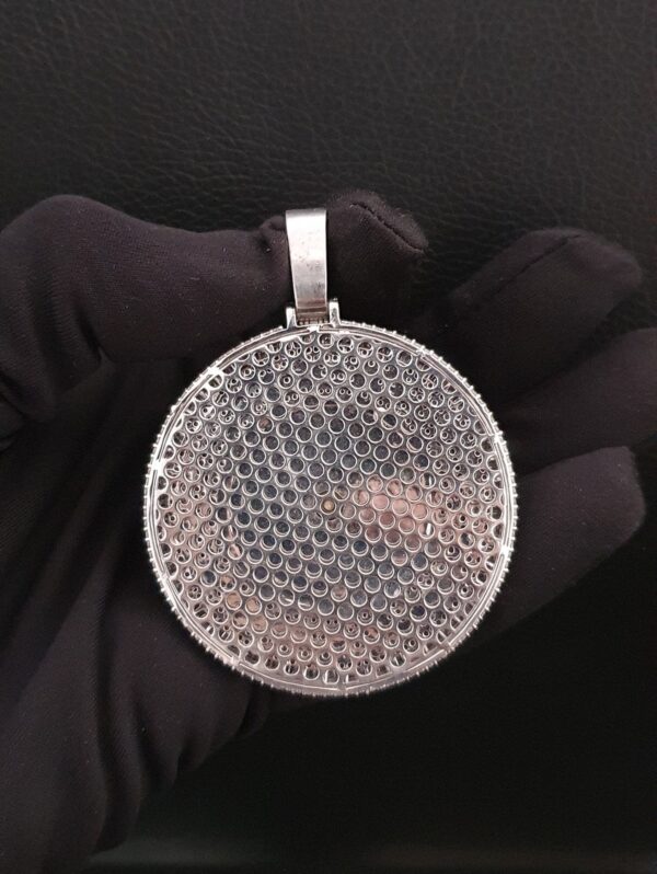 2" Round Rotating Pendant With Any Letters & Number Made in 925 Sterling Silver Studded with Colorless Moissainite Stone, Customized pendant