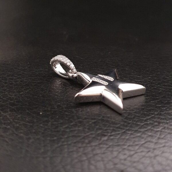 1" Long Star Pendant Made in 10 / 14 KTGold Studded with VVS Colorless Moissanite Stone, Light Weight, Moissanite Pendant, Gift Pendant
