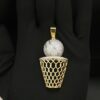 Ice Cream Cup Style Pendant Made in 10k Gold Studded with VVS Colorless Moissanite Stone, Designer Trendy and Light Pendant, Kawaii Jewelry