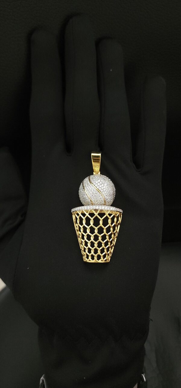 Ice Cream Cup Style Pendant Made in 10k Gold Studded with VVS Colorless Moissanite Stone, Designer Trendy and Light Pendant, Kawaii Jewelry