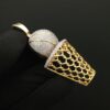 Ice Cream Cup Style Pendant Made in 10k Gold Studded with VVS Colorless Moissanite Stone, Designer Trendy and Light Pendant, Kawaii Jewelry