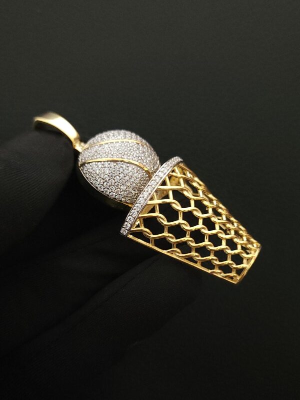 Ice Cream Cup Style Pendant Made in 10k Gold Studded with VVS Colorless Moissanite Stone, Designer Trendy and Light Pendant, Kawaii Jewelry