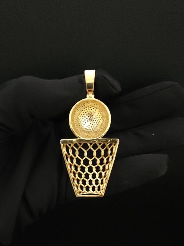 Ice Cream Cup Style Pendant Made in 10k Gold Studded with VVS Colorless Moissanite Stone, Designer Trendy and Light Pendant, Kawaii Jewelry